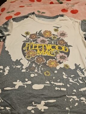 Fleetwood Mac Women's Short Sleeve Graphic Tee - Cream & Gray